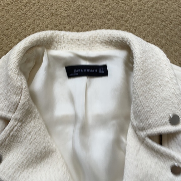 Zara off-white Moto Coat - Picture 5 of 12